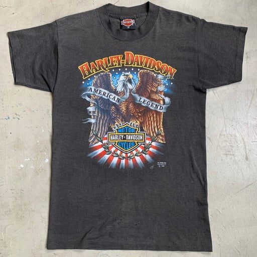 90's HARLEY DAVIDSON ハーレーダビッドソン RAT'S HOLE プリントTee CUSTOM CHOPPER SHOWS  バイカー 3D EMBLEM 1990 1991 レア M 希少 ヴィンテージ BA-1038 RM1407H | agito vintage