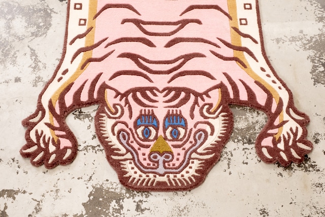 Tibetan Tiger Rug 《Mサイズ•ウール・オリジナル3・ピーチブロッサム217》チベタンタイガーラグ