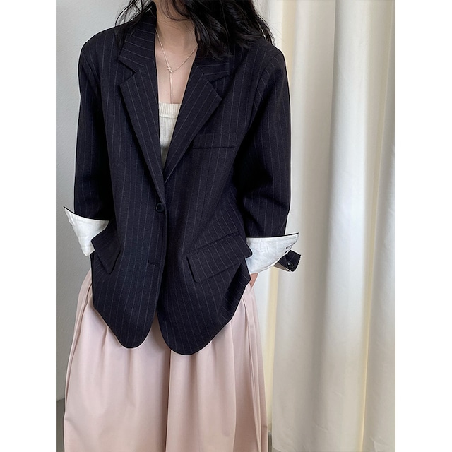 【ジャケット】 ジャケット レディース  春 秋 冬 20代 30代 40代 50代 結婚式のお呼ばれ ストライプ 袖あり お呼ばれドレス 結婚式 二次会 卒業式 卒園式 入学式 入園式 七五三 謝恩会ドレス シンプル おしゃれ ブラック 黒 S M