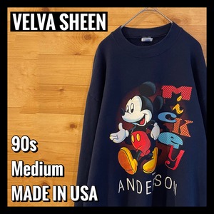 【VELVA SHEEN】90s USA製 ディズニー ビンテージ ミッキーマウス オールド プリント スウェット アメリカ古着