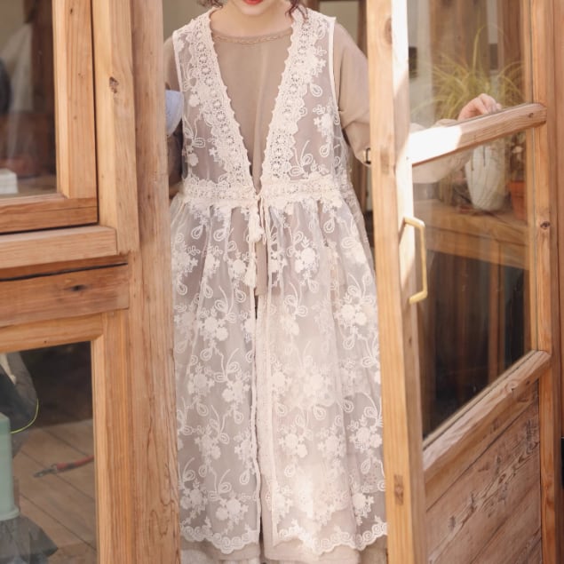 RADIATE ペイズリーモールレースロングベスト YAMADAYA RADIATE ペイズリーモールレースロングベスト ジレ