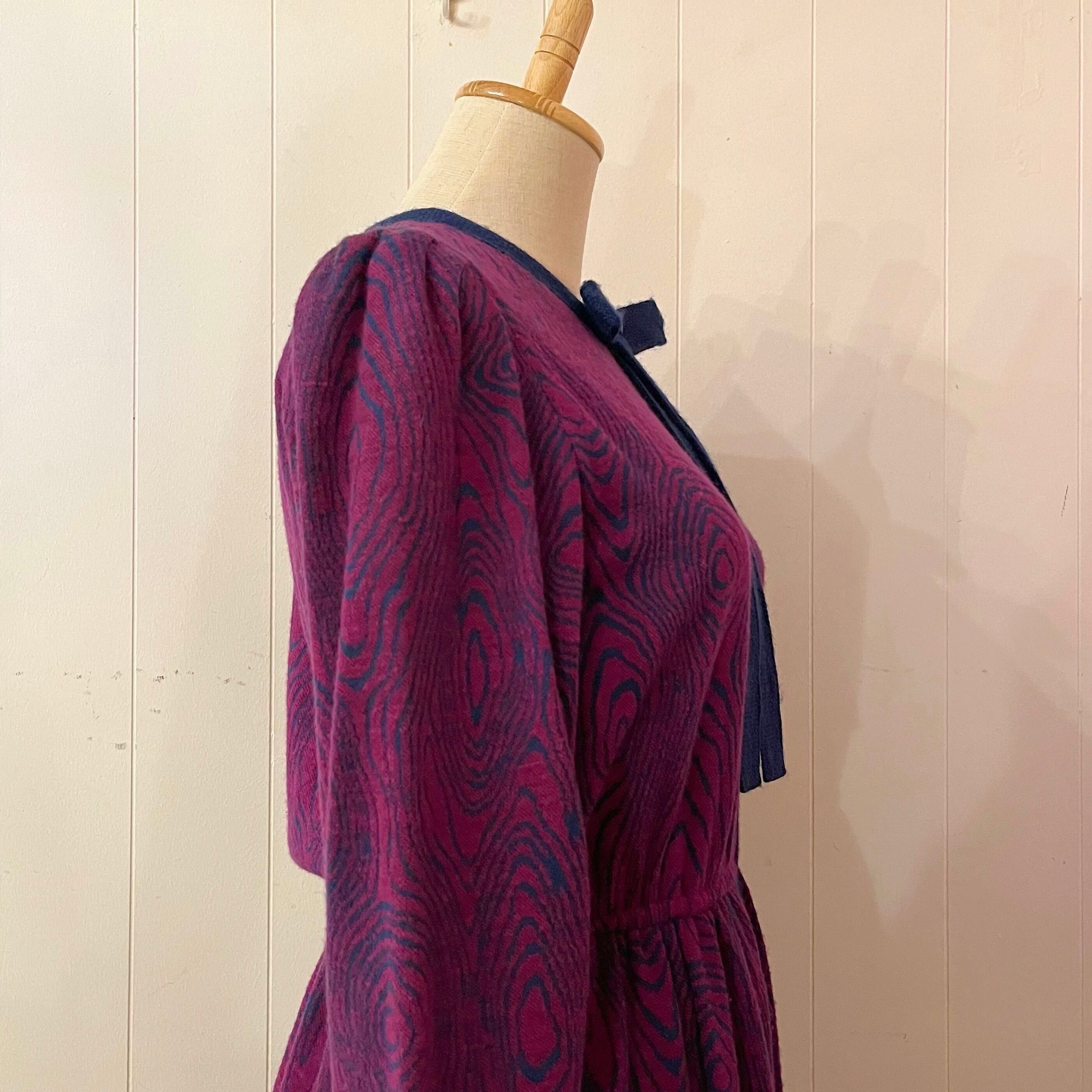 blue ribbon jacquard knit one-piece