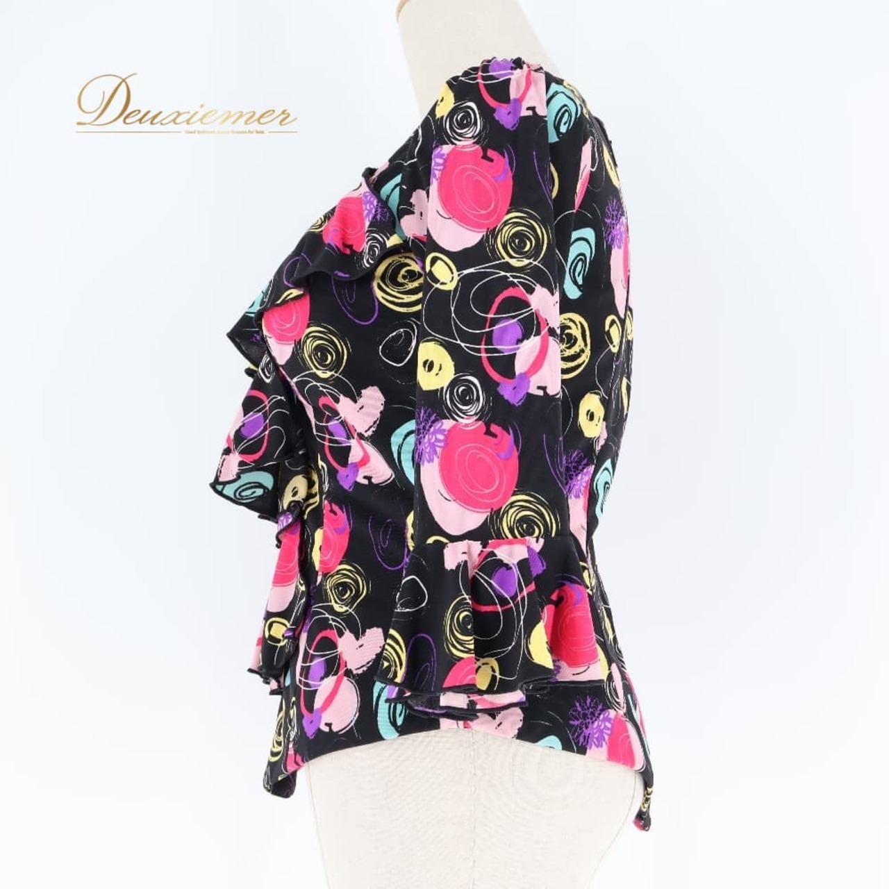 フラメンコ 衣装 ブラウス トップス ブラック系 ピンク系 パープル系 黒 紫 ピンク 柄 模様 賑やか 華やか ダンス パーティ 発表会 フラメンコ用 レディース カラフル 模様入り 個性的 フォーマル イベント用 パーティー用