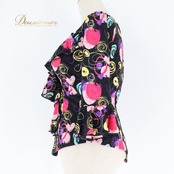 フラメンコ 衣装 ブラウス トップス ブラック系 ピンク系 パープル系 黒 紫 ピンク 柄 模様 賑やか 華やか ダンス パーティ 発表会 フラメンコ用 レディース カラフル 模様入り 個性的 フォーマル イベント用 パーティー用