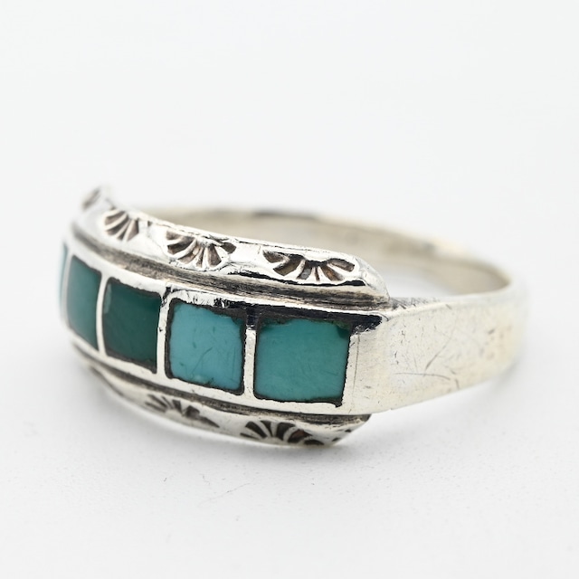 Inlaid Turquoise Ethnic Design Ring #12.5 / USA