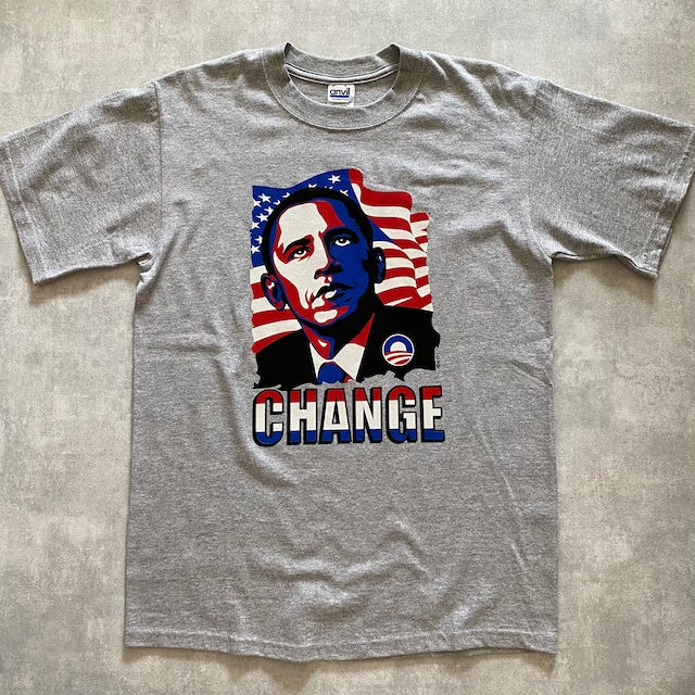 made in NICARAGUA anvil Obama CHANGE   cotton T-shirt {ニカラグア製　90s アンビル　オバマ　チェンジ　コットンTシャツ　古着　USED  メンズ} ユニセックス