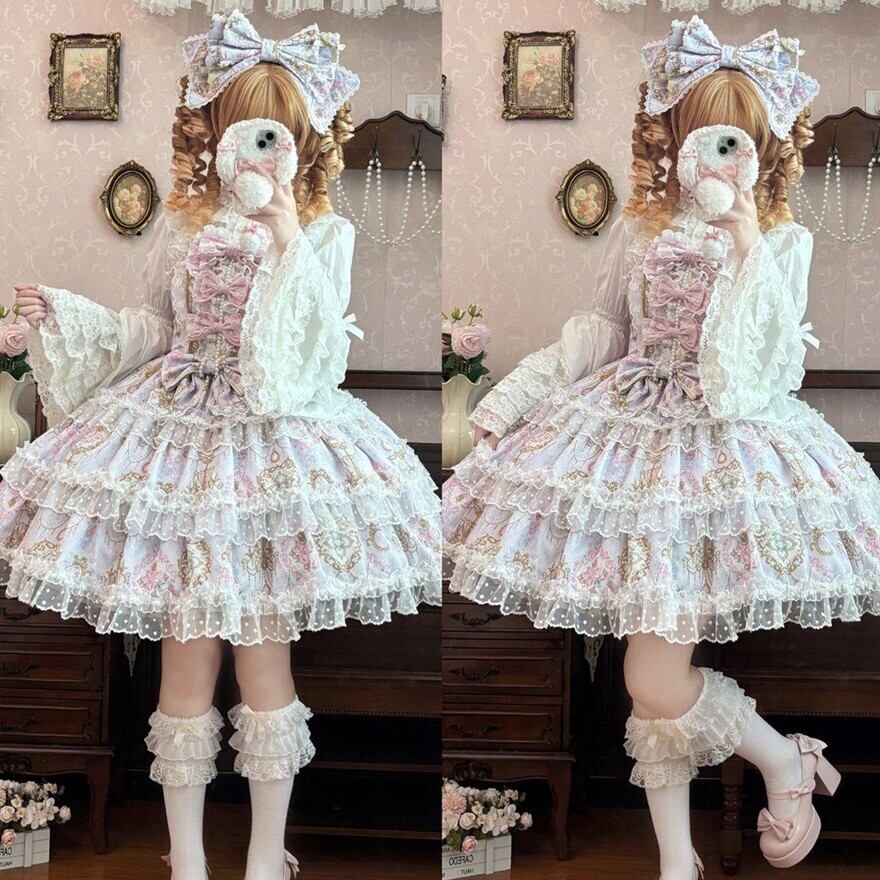 【韓嬢♥︎桃時雨】紫色 ゴスロリ・ロリータドレス フリル ロリィタJSK 甘ロリ 7f4c669603bddfa8371697837cbaf4