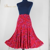 【美品 日本製 社交ダンス衣装】パープル Chacott チャコット スカート 花柄 ストレッチ 伸縮 レッスン パーティ ピンク ゴム