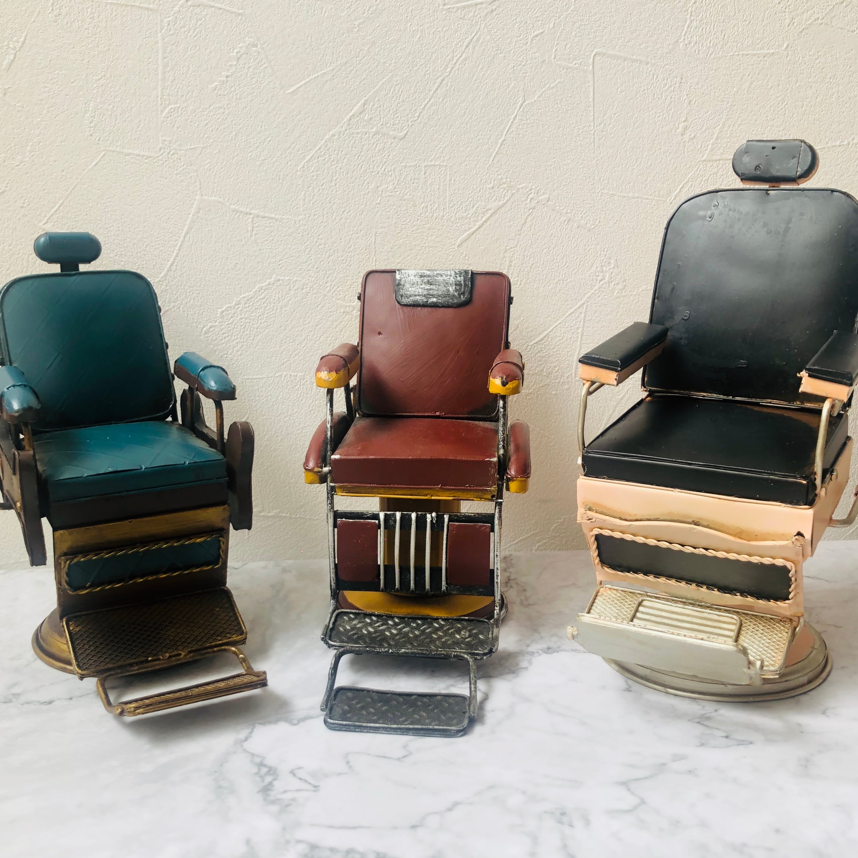 バーバーチェア ミニチュア グリーンxゴールド | 理容美容バーバー