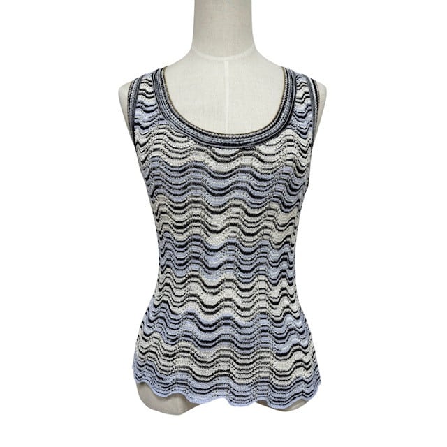 古着 ミッソーニ MISSONI タンクトップ サマーニット クリーニング済み ジグザグ柄 イタリア製 レディース サイズ40