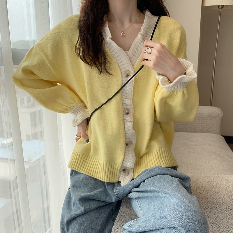 オータムVネックニットカーディガンセーター コート ジャケット レディース 秋物 misskkl52295752346