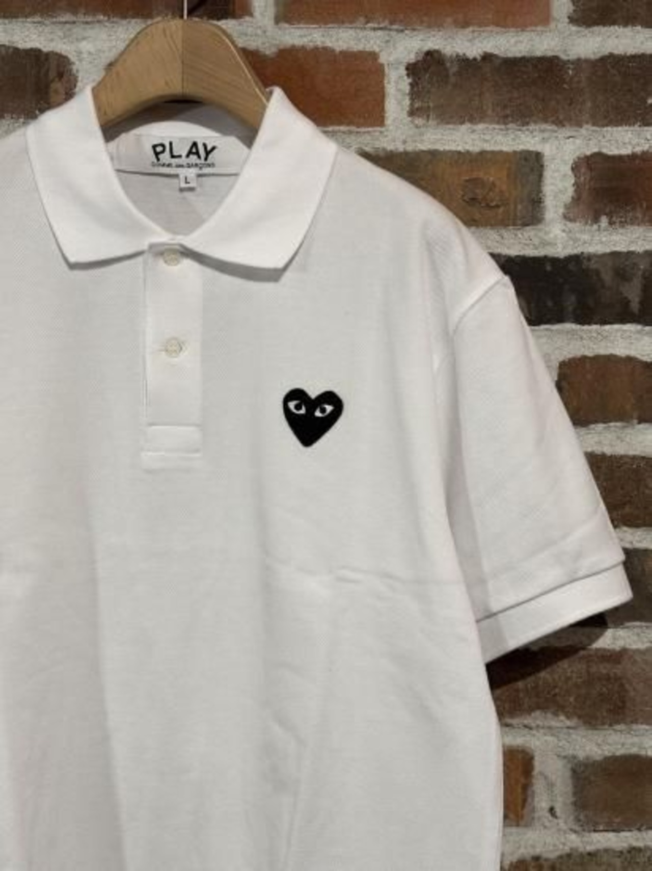 【PLAY COMME des GARCONS】T066 綿鹿の子ポロ(黒エンブレム)