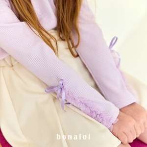 «sold out»パープル XXL(120~128 サイズ)«bonaloi» リブリボントップス 2colors