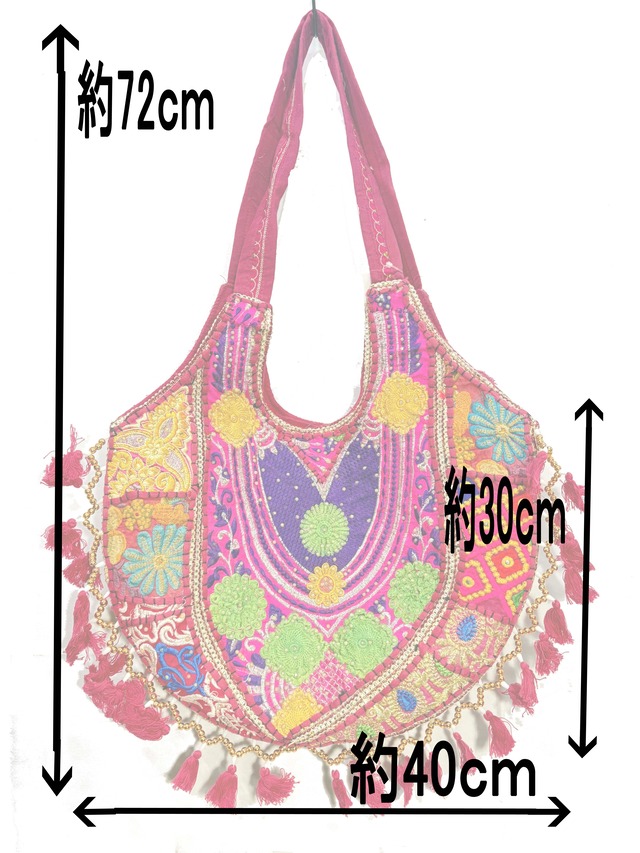 オールドサリー刺繍BAG/ホワイトNO5