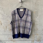 blue check knit vest