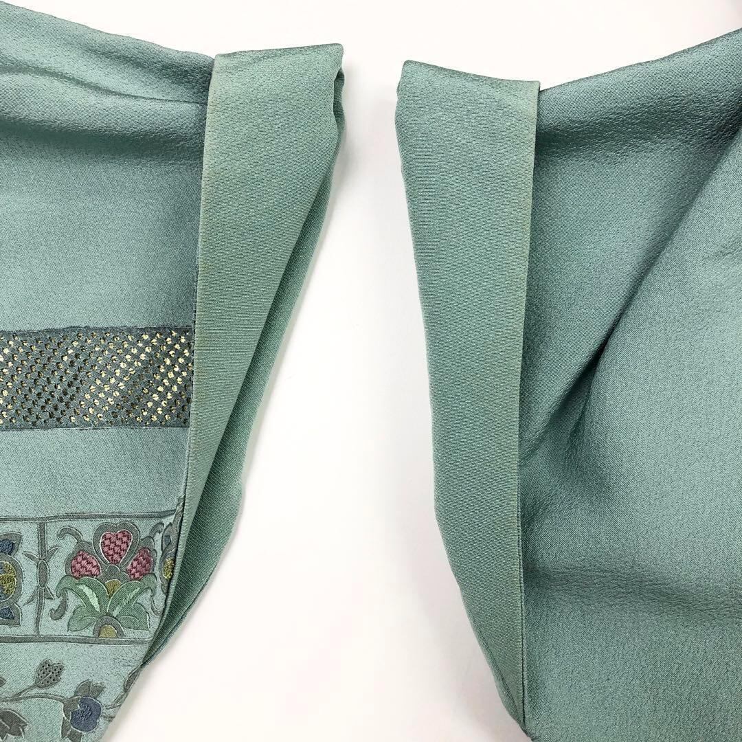 訪問着 中国総刺繍 花唐草模様 グラデーション 薄水色 K-2940