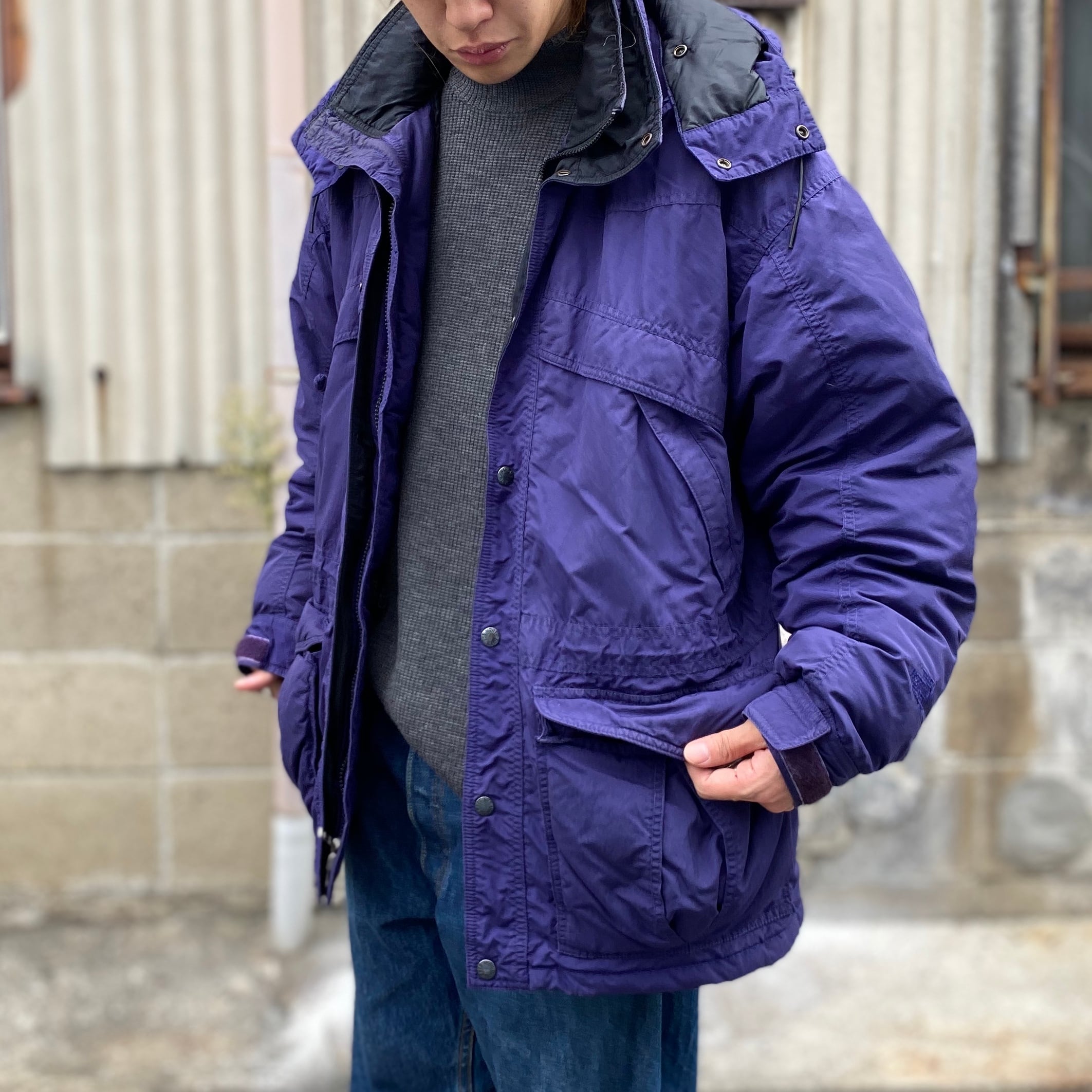 90年代 THE NORTH FACE ザノースフェイス ダウンジャケット フード着脱式 パープル 紫色 メンズL-XL相当 90s ヴィンテージ  古着【ブルゾン・ジャケット】 | cave 古着屋【公式】古着通販サイト