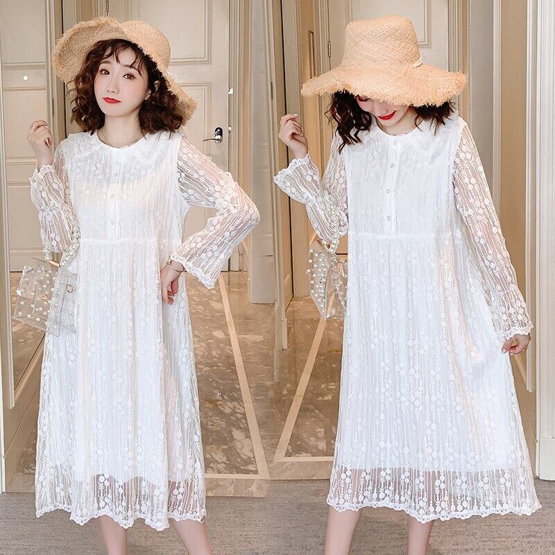 【新作】【送料無料】 3502＃マタニティドレス春秋イージーマッチングルーズスタイリッシュレースジャカードAラインドレス妊婦ママドレス スプリング 春物 オータム 秋物 AL expec336320662078