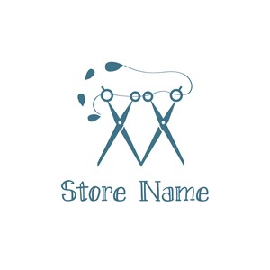 No39 ハサミとMのロゴ【M、アルファベット、ハサミ、商品、美容、サロン、エステ、ネイル、カット】