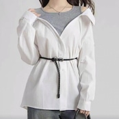 ボタンフロント  ウエストベルト シャツ 　全2色　 00065