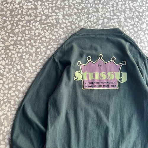 STUSSY / 80-90's crown ls T-shirt 黒タグ size M