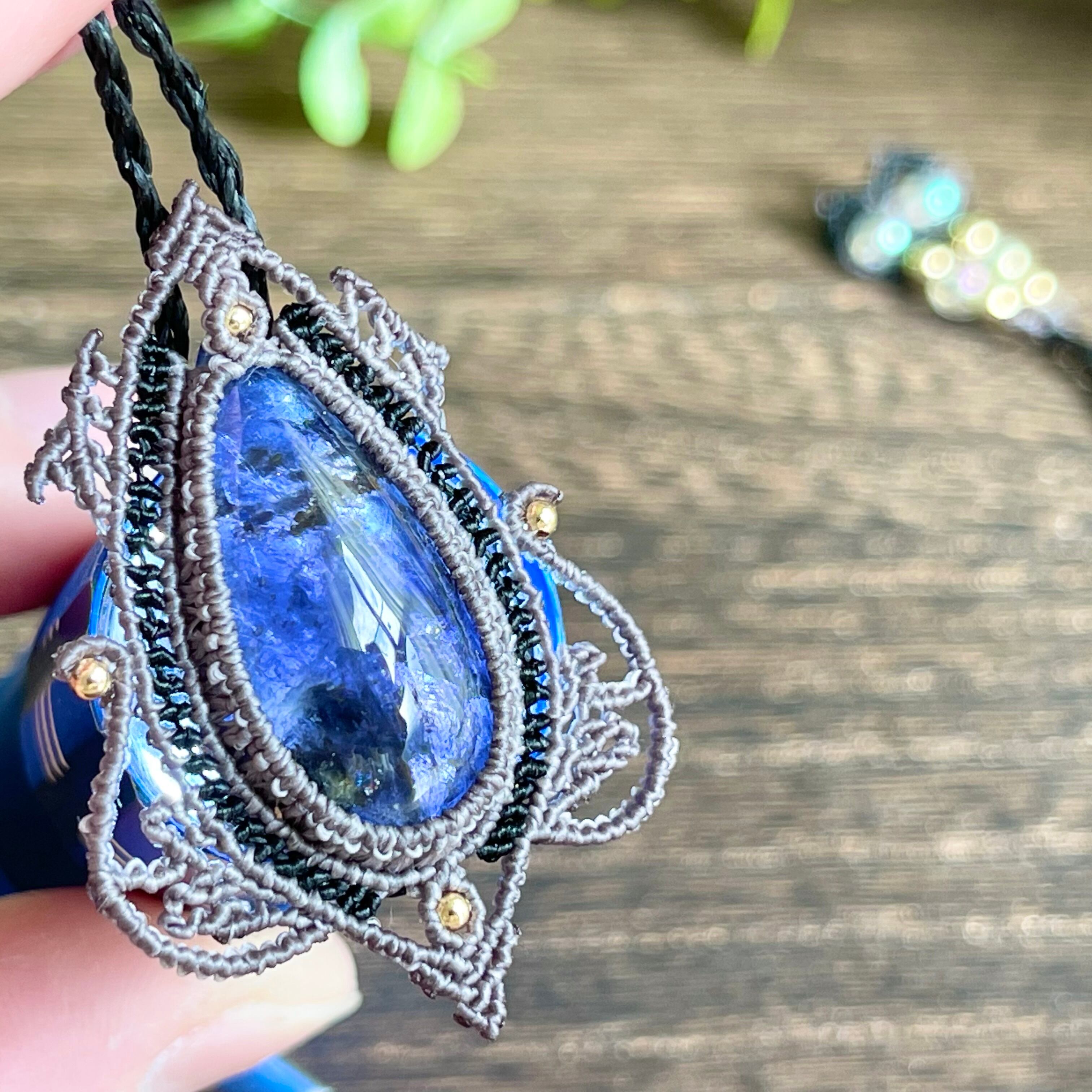 アイオライト（2way/マクラメループタイ/ネックレス/天然石