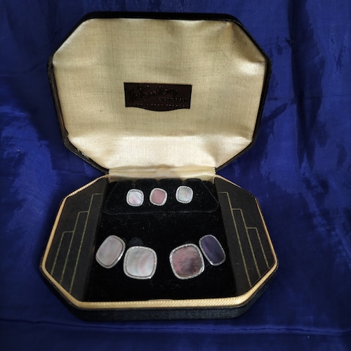 Vintage Art Deco MOP Cufflinks and Studs Set The Carlton