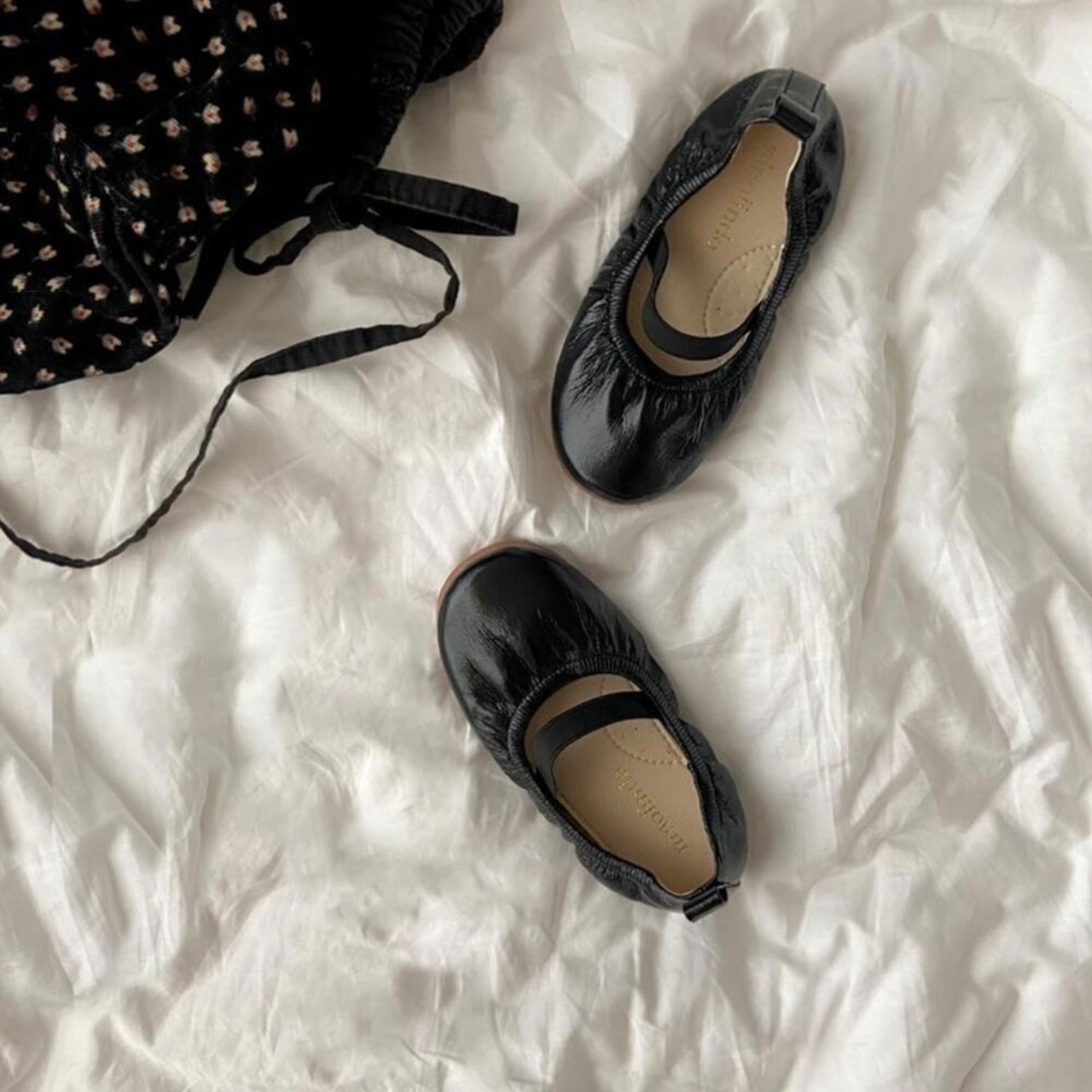 即納)  pink black13  | pleats flat shoes  | ninolindo - 5