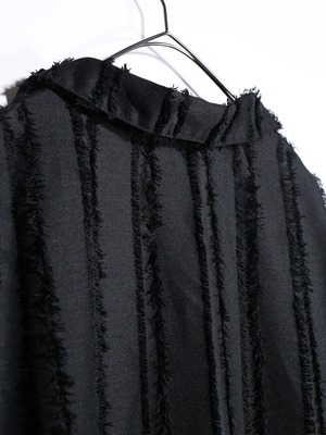 XXL fringe stripe open collar shirt
