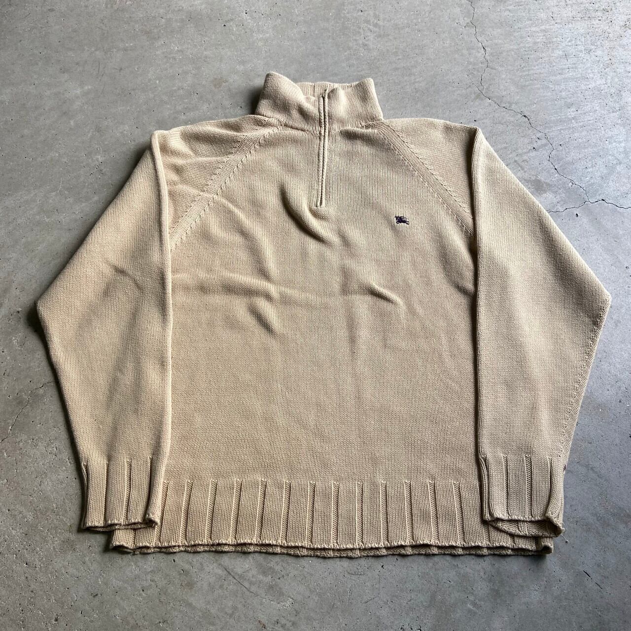 Burberry London バーバリー ロンドン ハーフジップ コットン ニットセーター メンズxl相当 古着 ベージュ ニットセーター Sa24 Cave 古着屋 公式 古着通販サイト