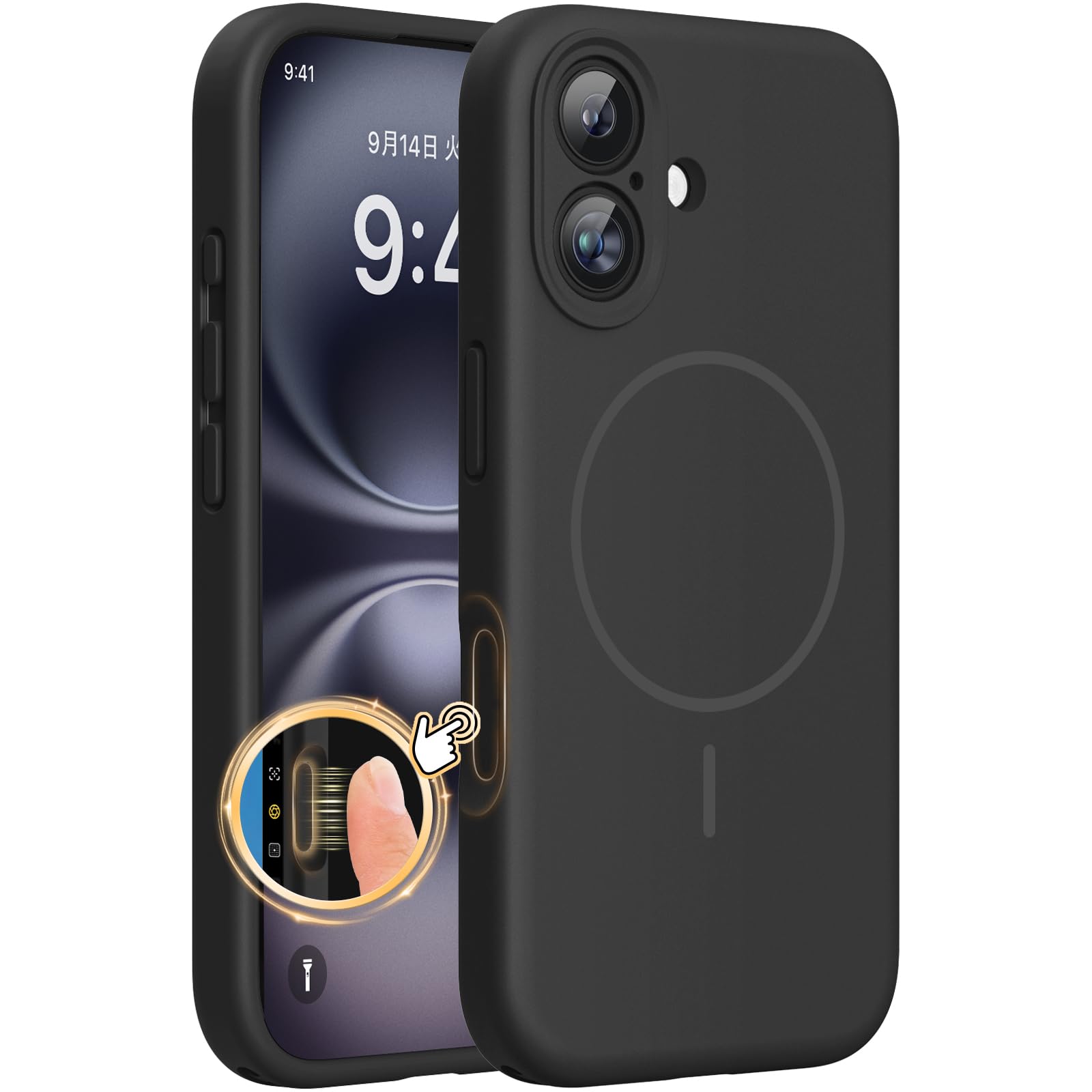 Miracase iPhone 16 用 ケース シリコン MagSafe対応 カメラコントロール カバー 3.0ミリ
