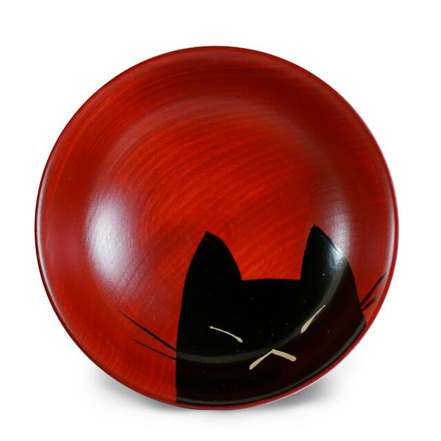 手塩皿拭き漆 黒ねこのボス(63)