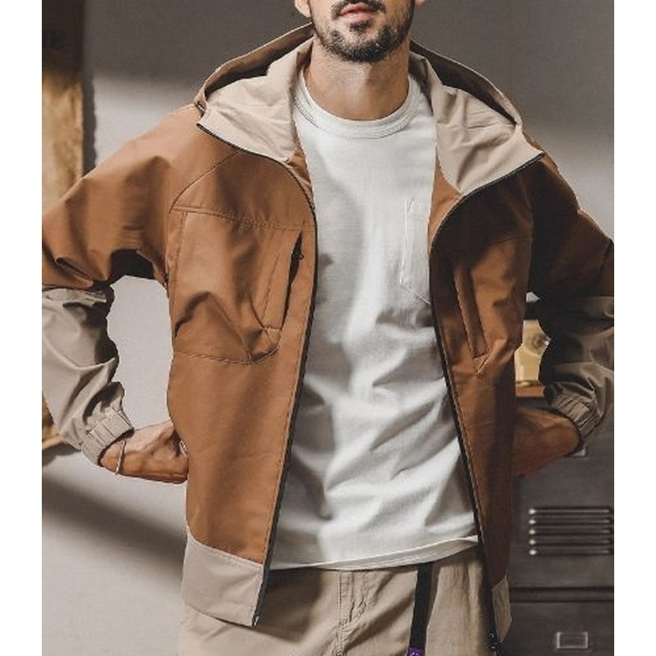 Bicolor Hooded Jacket Zip-Up ◇2color H0832