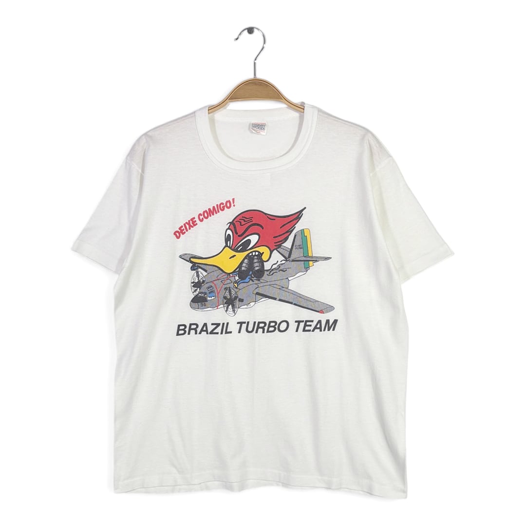 80s HARVEY WOODS カナダ製 ヴィンテージTシャツ クレイスミス 戦闘機 サイズL 古着 BZ0502