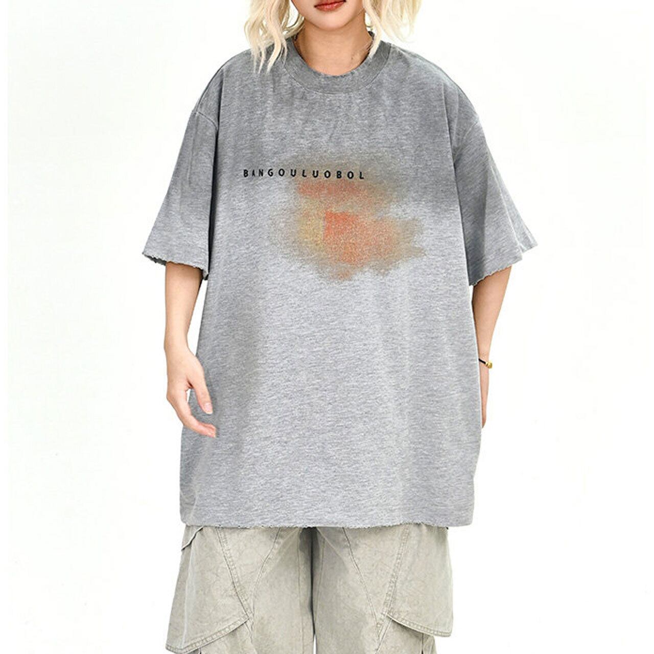 フェードグラデーションタイポグラフィーTシャツ 2col R02049