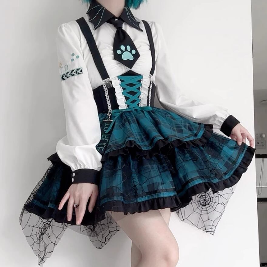 サブカル系 地雷キラキラ アイドル衣装 ふわふわ チェック柄