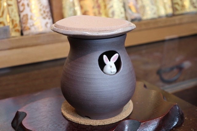 清水焼 香炉  独楽筋 (Kyo-yaki&Kiyomizu-yaki Incense burner)