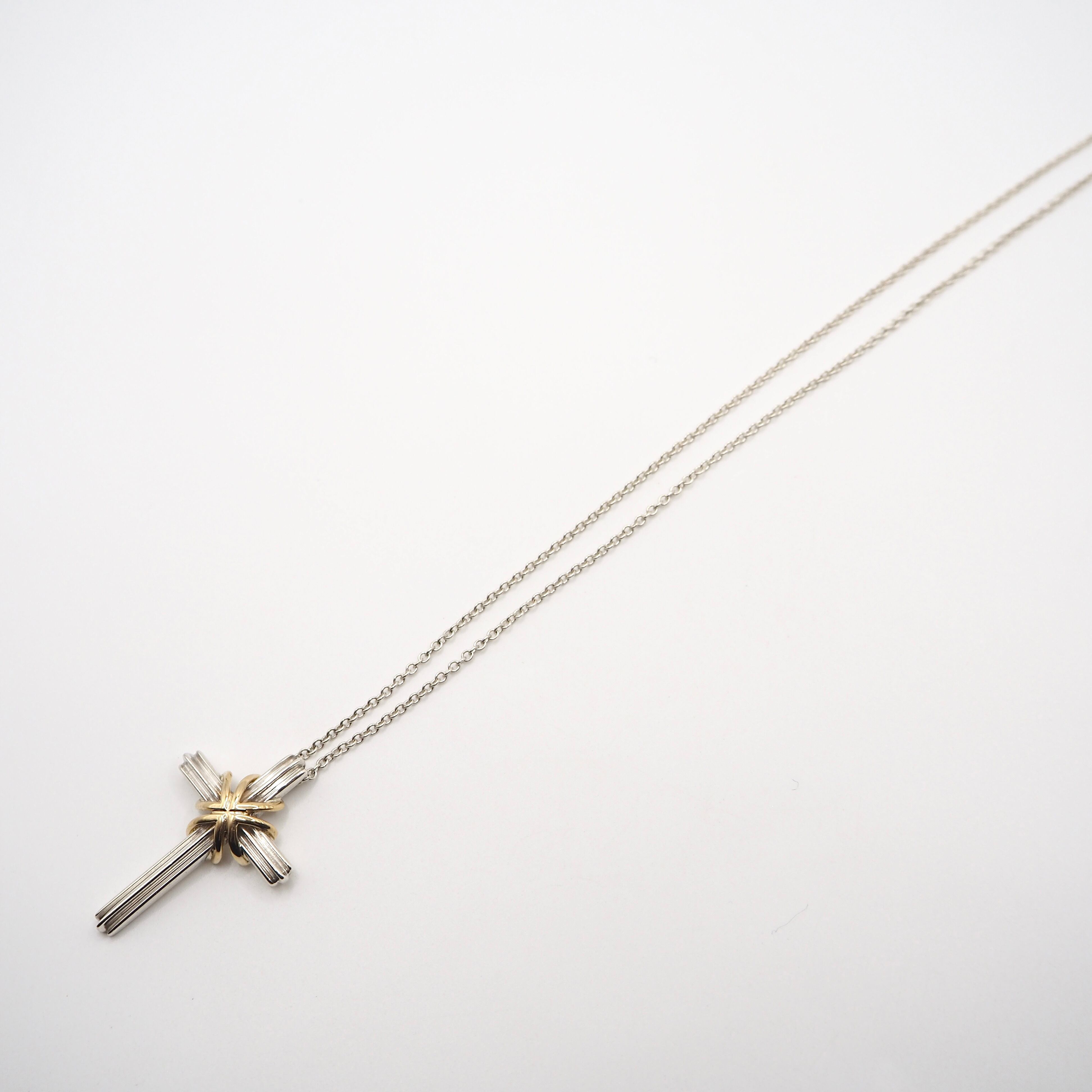 Tiffany&Co. シグネチャークロス コンビ ネックレス シルバー925 K18