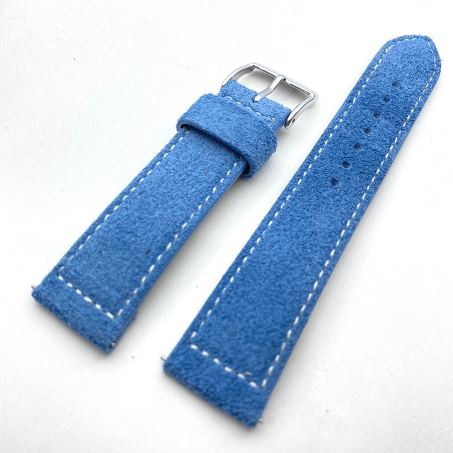 【FIF belt】 ベロア(牛革) ストラップ ライトブルー 20mm 腕時計ベルト