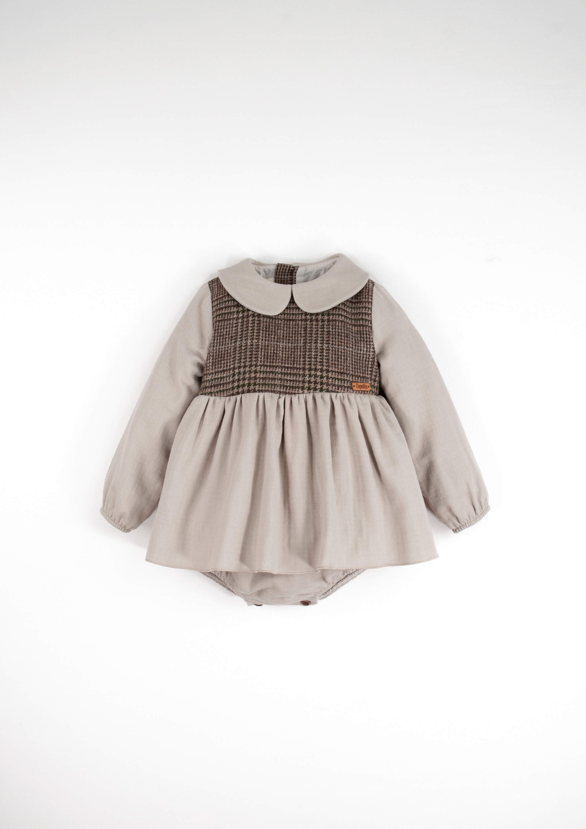 Popelin/Sand romper suit with skirt and baby collar-Mod.1.3