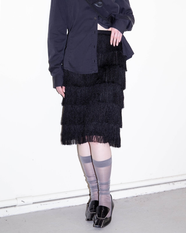 1990s GEORGES RECH - fringe tiered skirt
