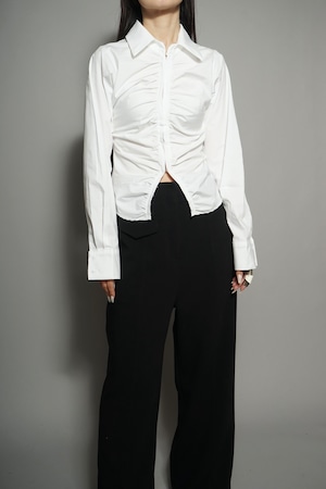 CORSET GATHER SHIRT (WHITE) 2401-54-421