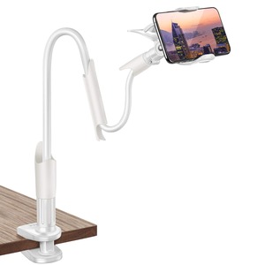 【新着特価】スマホアーム クリップ フレキシブルスマホアーム スマホスタンド アーム スマホホルダー クリップ 寝ながらベット用 スマホホルダー ベッド フレキシブルアーム 寝ながらスマホスタンド 土台強化 2段調節 柔軟自由調節 硬くない 3.5-6.3インチスマホに対応 (ホワイト)