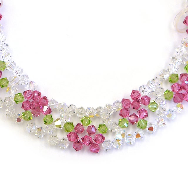 mamahimika】ピンクの薔薇のキラキラビーズチョーカー/チョーカー