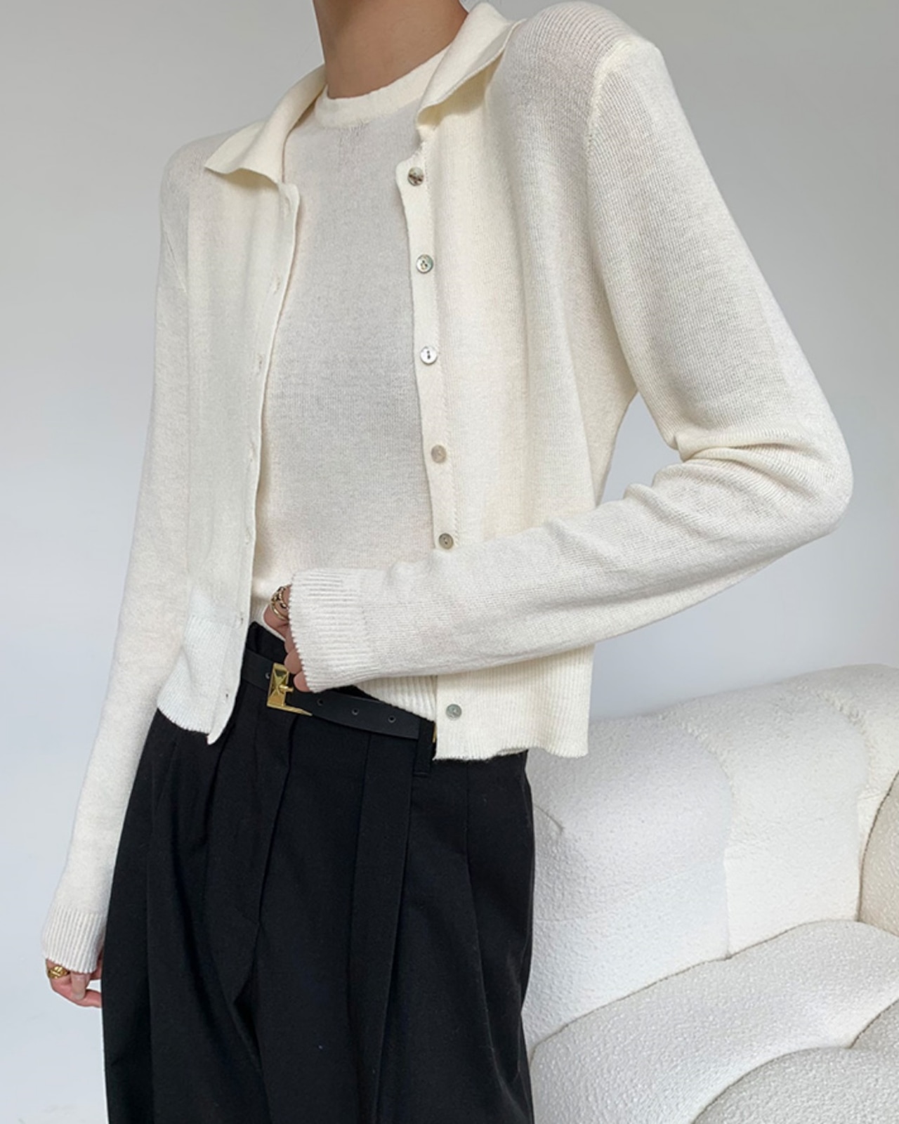 Knit with collar Cardigan T20109