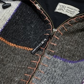 stitch design fleece lining zip up wool jacket