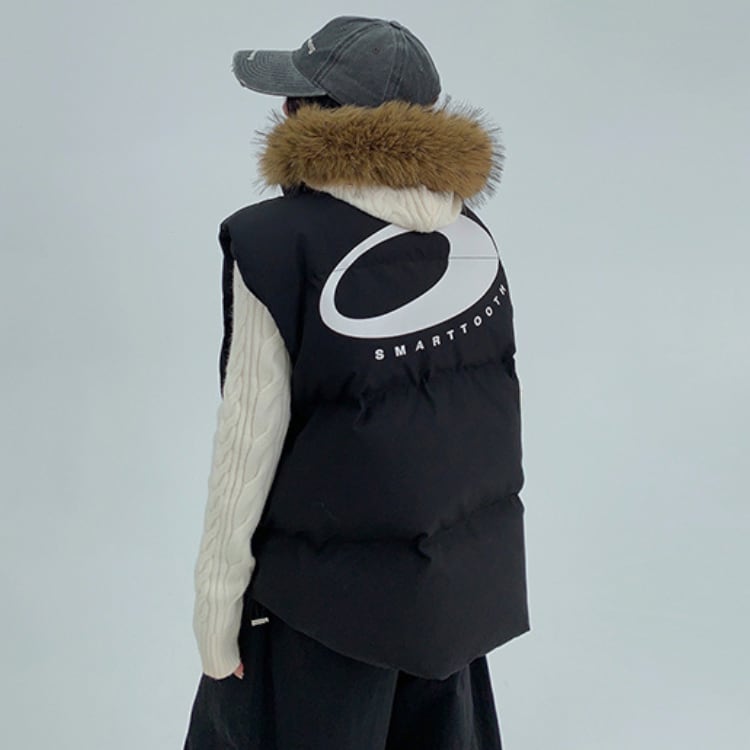 フェイクファー中綿ボリュームベスト◆2col R30407