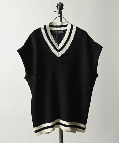 Valuntas Ribbed knit childen big vest (BLK) 334001