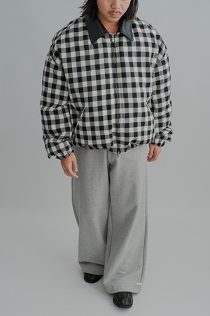 【TSTS】GINGHAM WOOL LEATHER COLLAR DOWN JACKET