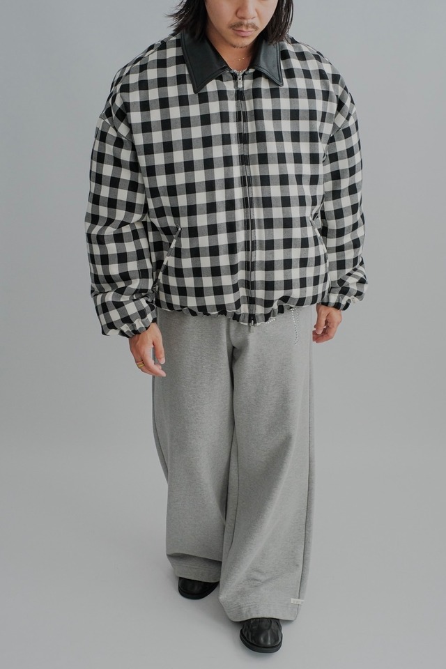 【TSTS】GINGHAM WOOL LEATHER COLLAR DOWN JACKET